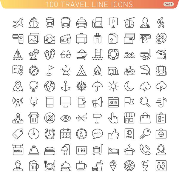 نمادهای خطوط سفر برای وب و موبایل نسخه سبک