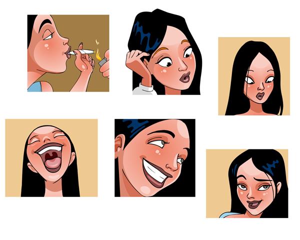 دختر کارتونی اف در زوایای مختلف لبخند نور