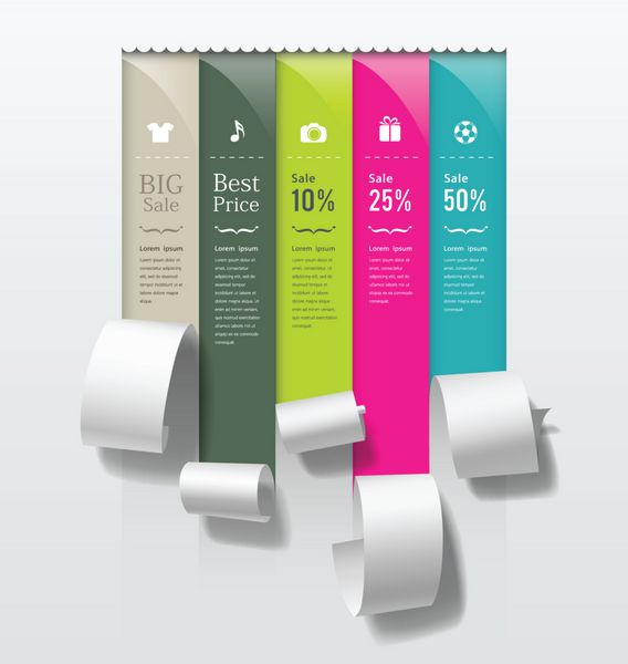 طراحی محصولات تبلیغاتی رول کاغذی رنگارنگ را نشان دهید