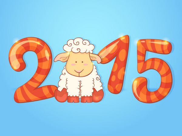 کارت سال نو چینی زمستانی با گوسفند کارتونی