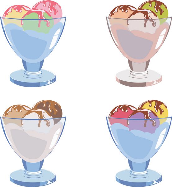 مجموعه ای از بستنی های مختلف خوشمزه