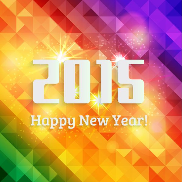 سال نو مبارک 2015 پس زمینه رنگارنگ پر جنب و جوش