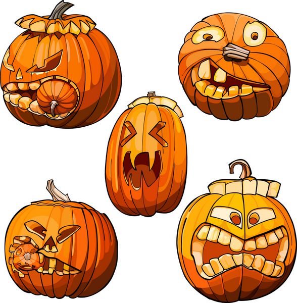 کدو تنبل دندانی خنده دار برای هالووین مجموعه