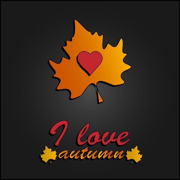 من عاشق پاییز هستم نماد قلب در برگ های پاییزی