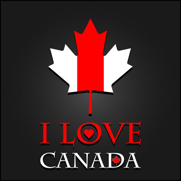 من عاشق تابلو و برچسب های کانادایی روی پرچم برگ افرا هستم