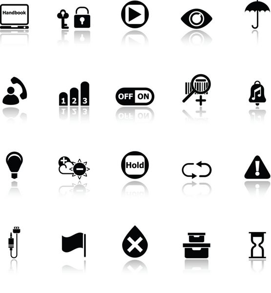 نمادهای علامت ماشین استفاده خانگی با بازتاب در پس زمینه سفید