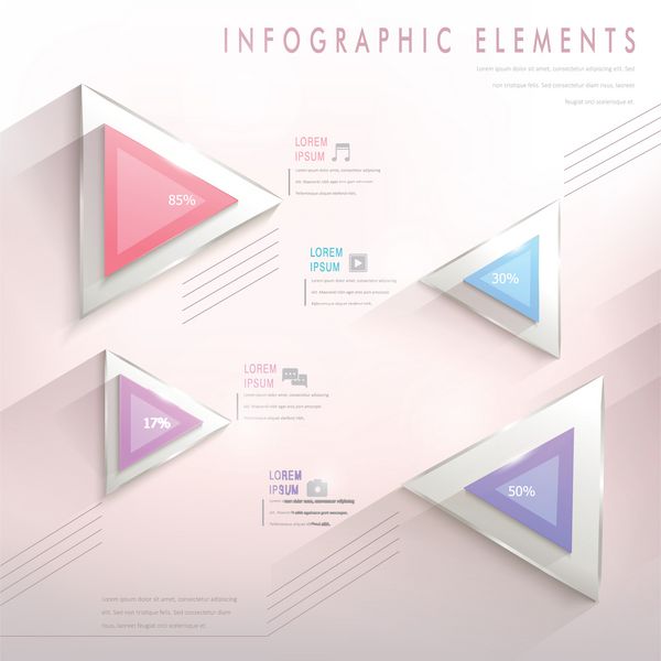 عناصر اینفوگرافیک انتزاعی مثلث مدرن رنگارنگ