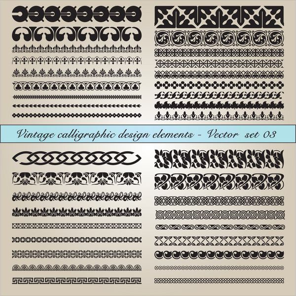 مجموعه ای از عناصر طراحی خوشنویسی قدیمی در فایل وکتور قابل ویرایش