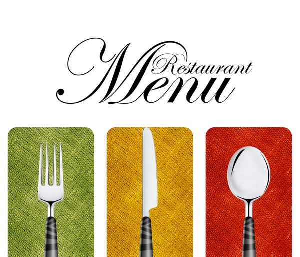 طراحی جلد منوی رستوران با چاقو قاشق و چنگال