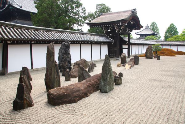 باغ ذن ژاپنی با شن و ماسه چنگکی توفوکو جی کیوتو