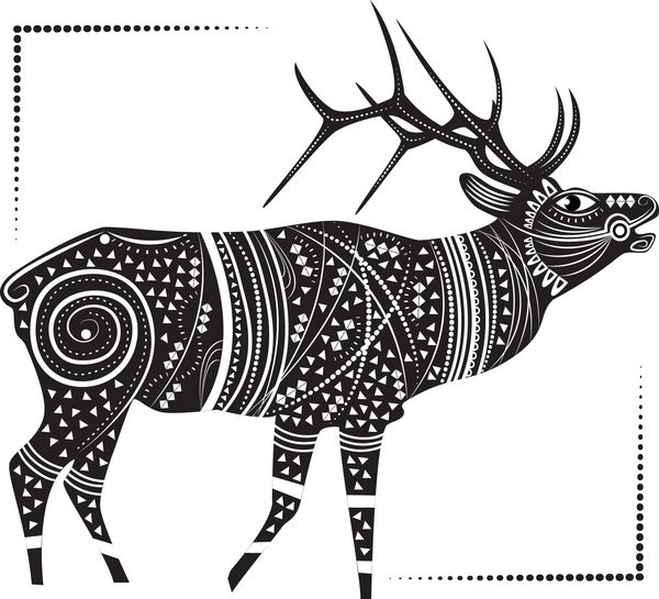 تصویر وکتور حیوان قبیله - گوزن - نماد قدرت - به سبک گرافیکی