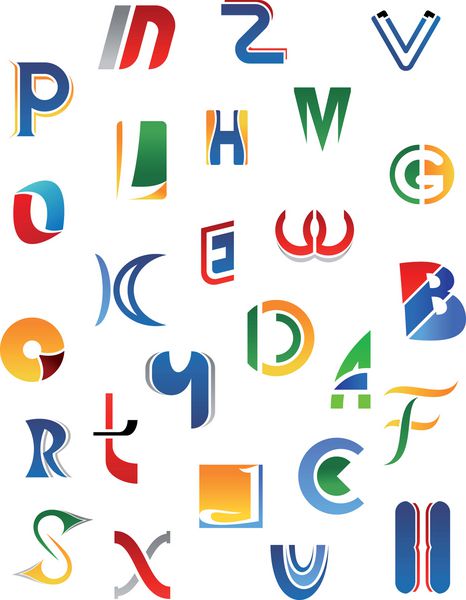 حروف الفبا و نمادهای جدا شده در پس زمینه سفید مانند آرم نسخه jpeg نیز در گالری موجود است