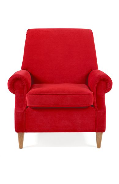صندلی کلاسیک قرمز جدا شده روی سفید