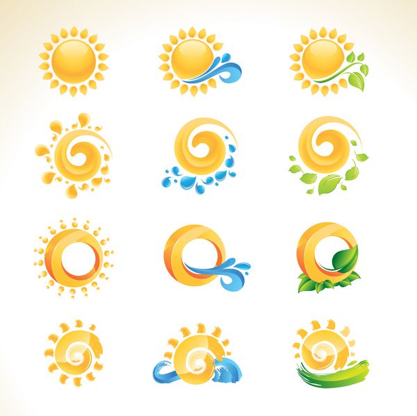 مجموعه ای از نمادهای خورشید وکتور