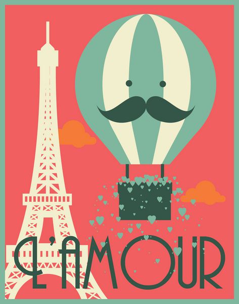 وکتور قالب پوستر بالون هوا و برج ایفل پاریس