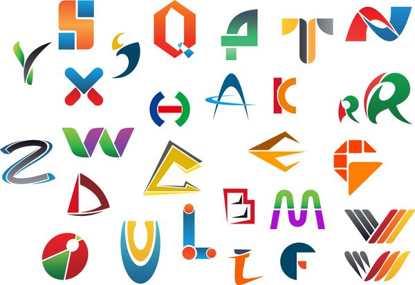 مجموعه ای از نمادها و نمادهای الفبا از a تا z چنین ایده لوگو نسخه jpeg نیز در گالری موجود است