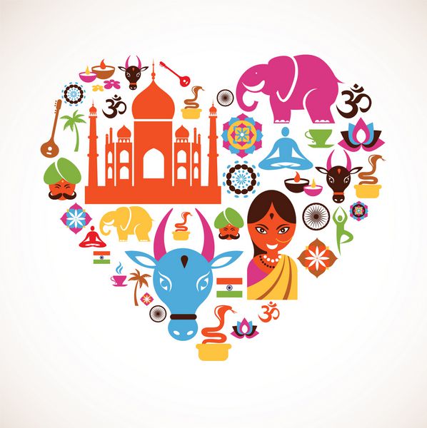 قلب با نمادهای وکتور هند