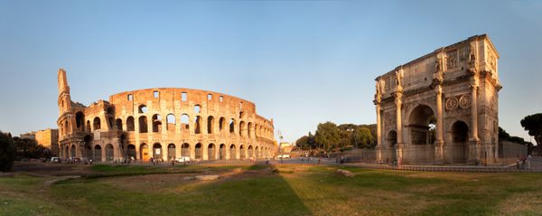 پانورامای کولوسئوم و طاق کنستانتین رم ایتالیا