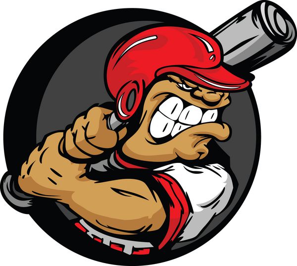 خمیر کارتونی بیسبال با وکتور از کلاه ایمنی و خفاش