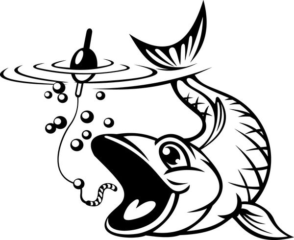 ماهی کپور در حال گرفتن قلاب وکتور