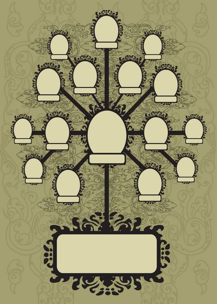 وکتور طرح درخت خانواده با قاب و برگ های پاییزی pl برای متن