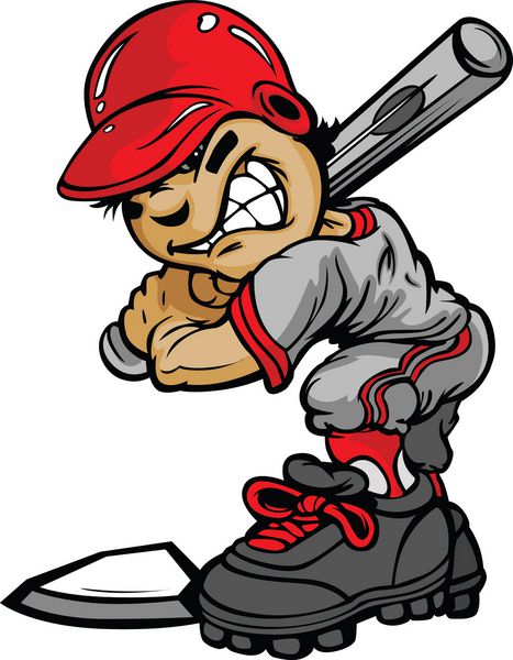 بازیکن کارتونی پسر بیسبال سریع با وکتور خفاش