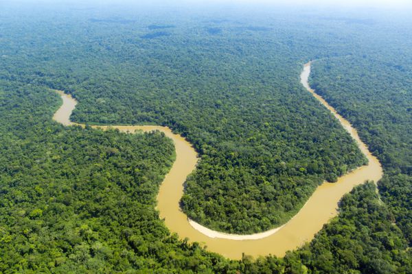 رودخانه کونوناکو در آمازون اکوادور از هوا
