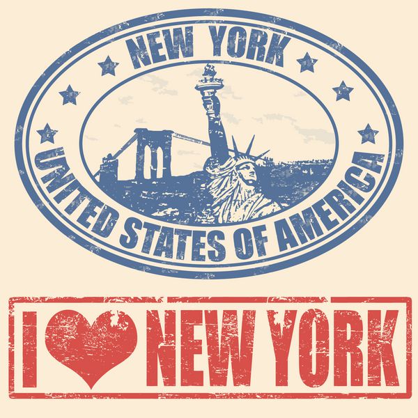 مجموعه ای از تمبرهای لاستیکی گرانج با نیویورک وکتور