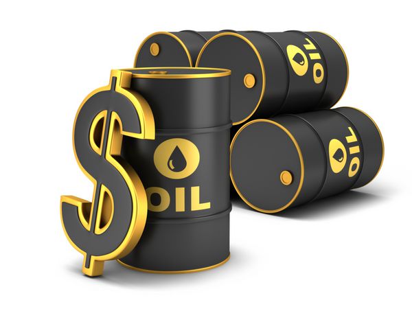 علامت rel نفت و دلار در زمینه سفید