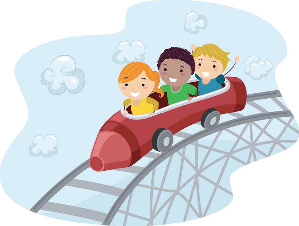 تصویری از بچه‌هایی که سوار ماشینی به شکل مداد رنگی هستند