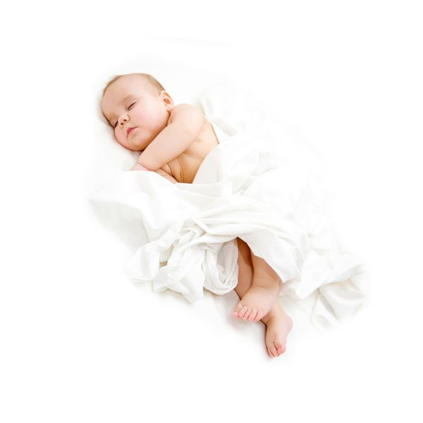 ملحفه روکش خواب نوزاد جدا شده در زمینه سفید