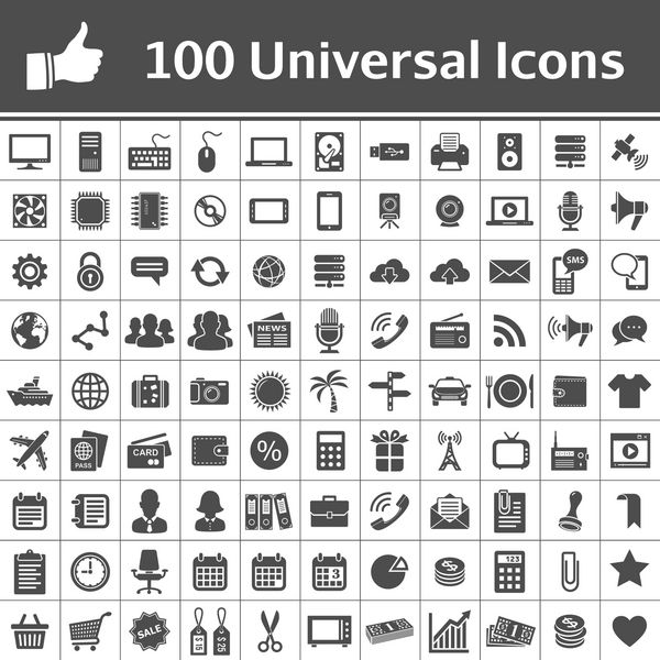 100 آیکون جهانی سری ساده هر نماد یک شی واحد است مسیر مرکب