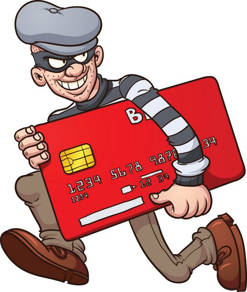 دزد کارت اعتباری کارتونی وکتور وکتور کلیپ آرت با شیب های ساده همه در یک لایه