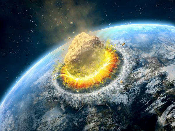 سقوط سیارک بزرگ در موج سواری سیاره ای شبیه به زمین تصویرسازی دیجیتال