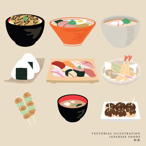 وکتور تصویر غذاهای ژاپنی