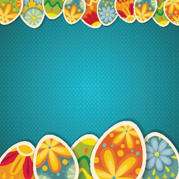 الگوی کارت تبریک عید پاک تخم مرغ های رنگی و الگوی نقطه پولکا