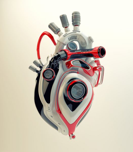 قلب پلاستیکی آینده نگر رندر سه بعدی قلب موتور رباتیک