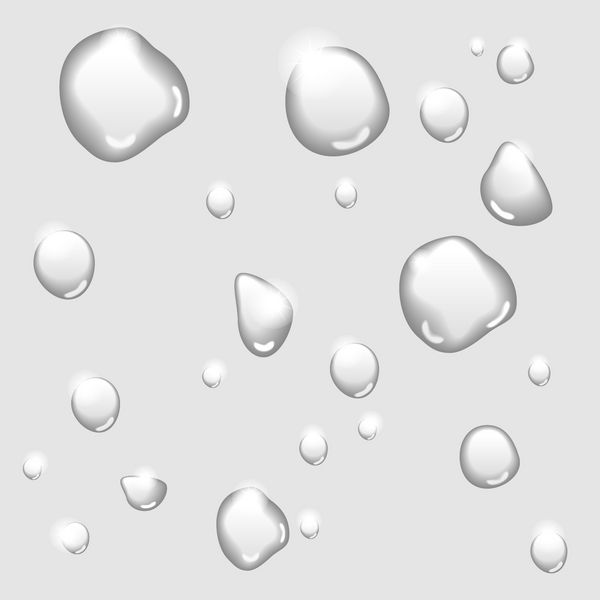 وکتور قطرات آب جدا شده در پس زمینه سفید اسپری شبنم باران