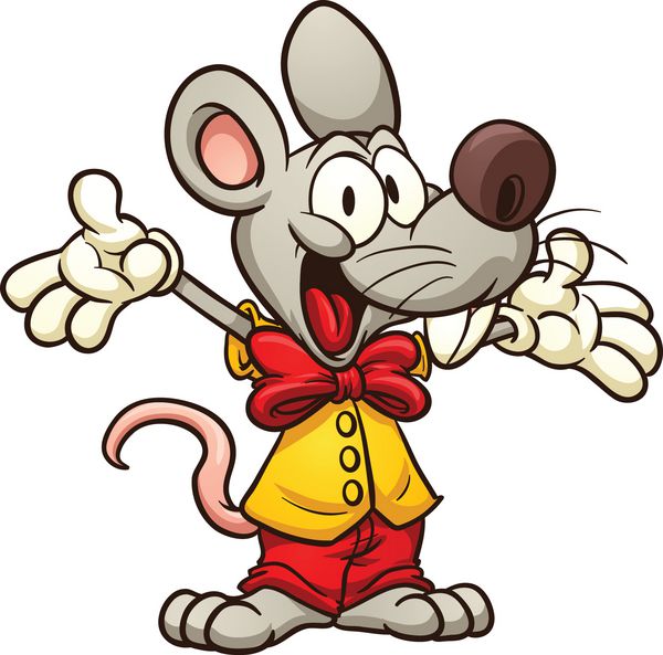 موش کارتونی بامزه ای که یک پاپیون پوشیده است وکتور وکتور کلیپ آرت با شیب های ساده همه در یک لایه