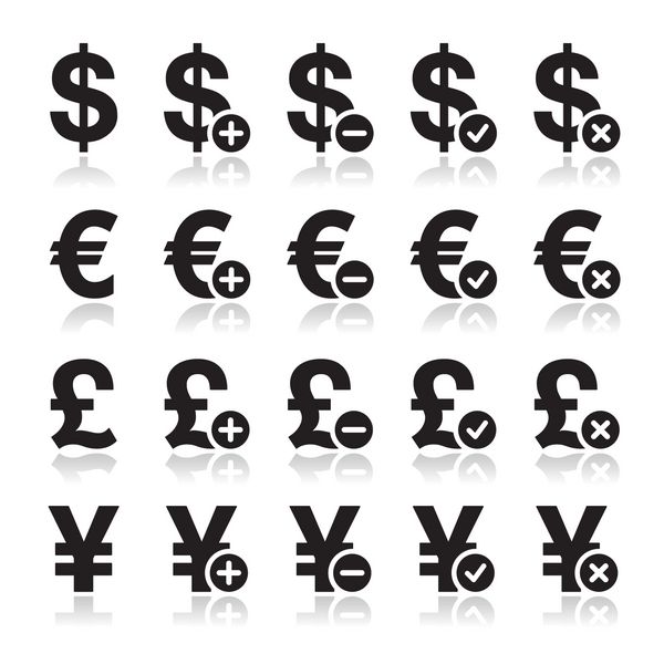 مجموعه نمادهای ارز - دلار یورو ین پوند