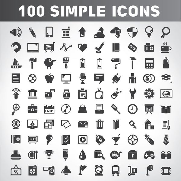 100 آیکون ساده آیکون های جهانی