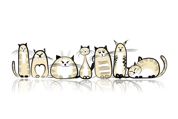 خانواده گربه های خنده دار برای طراحی شما