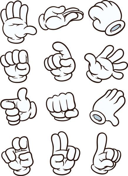 دستکش کارتونی تصویر وکتور کلیپ آرت هر کدام در یک لایه جداگانه