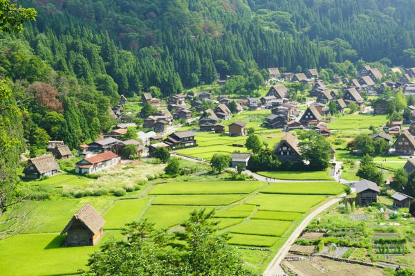 دهکده سنتی ژاپنی معروف اوگیماچی - shirakawa-go از بالا
