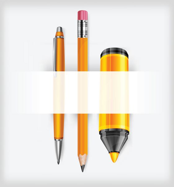 خودکار مداد و نشانگر جدا شده در پس زمینه سفید وکتور