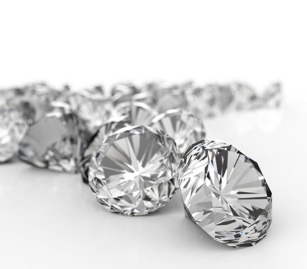الماس های جدا شده بر روی مدل سه بعدی سفید
