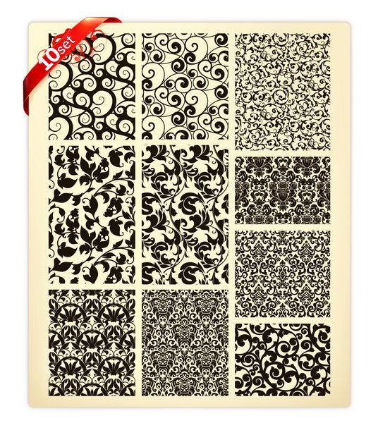 مجموعه ای از ده الگو سیلوئت های سیاه