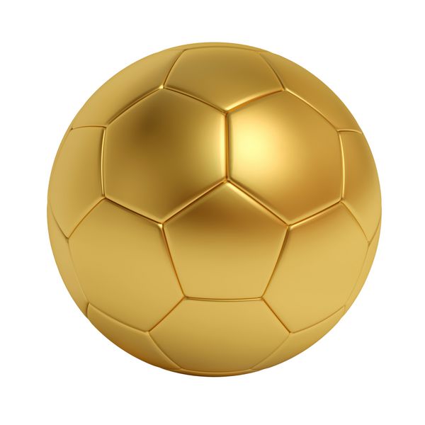 توپ طلایی فوتبال جدا شده در پس زمینه سفید