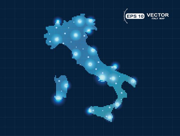 نقشه پیکسل ایتالیا با چراغ های نقطه ای