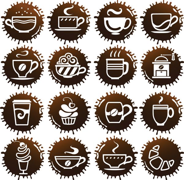 نمادهای فنجان روی لکه های قهوه